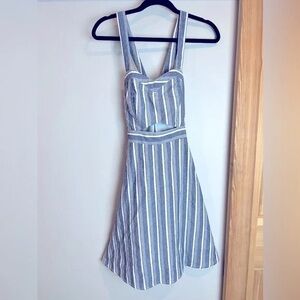 Altar'd State Navy and White Striped Midi Dress